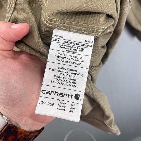 Carhartt Men’s Thick Work Shirt Size Lg Tall Beige Outdoors Workwear Rugged - Picture 8 of 13